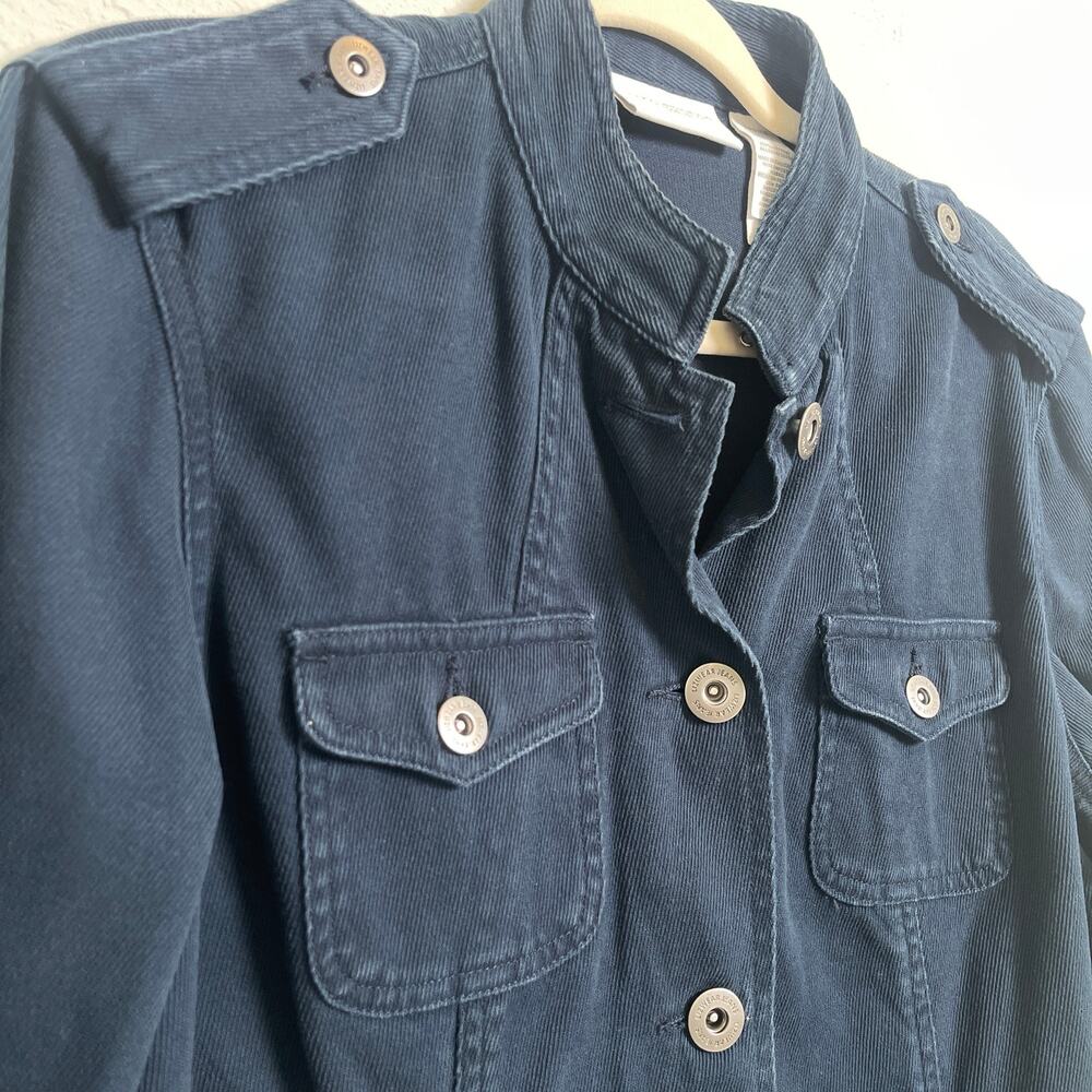 Liz Claiborne Lizwear Jeans Petite Blue Corduroy Utility Jacket 100% Cotton - Picture 5 of 13